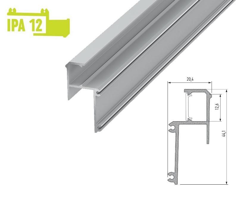 LED21 Hliníkový zakončovací profil IPA12 1m pro LED pásky, stříbrný
